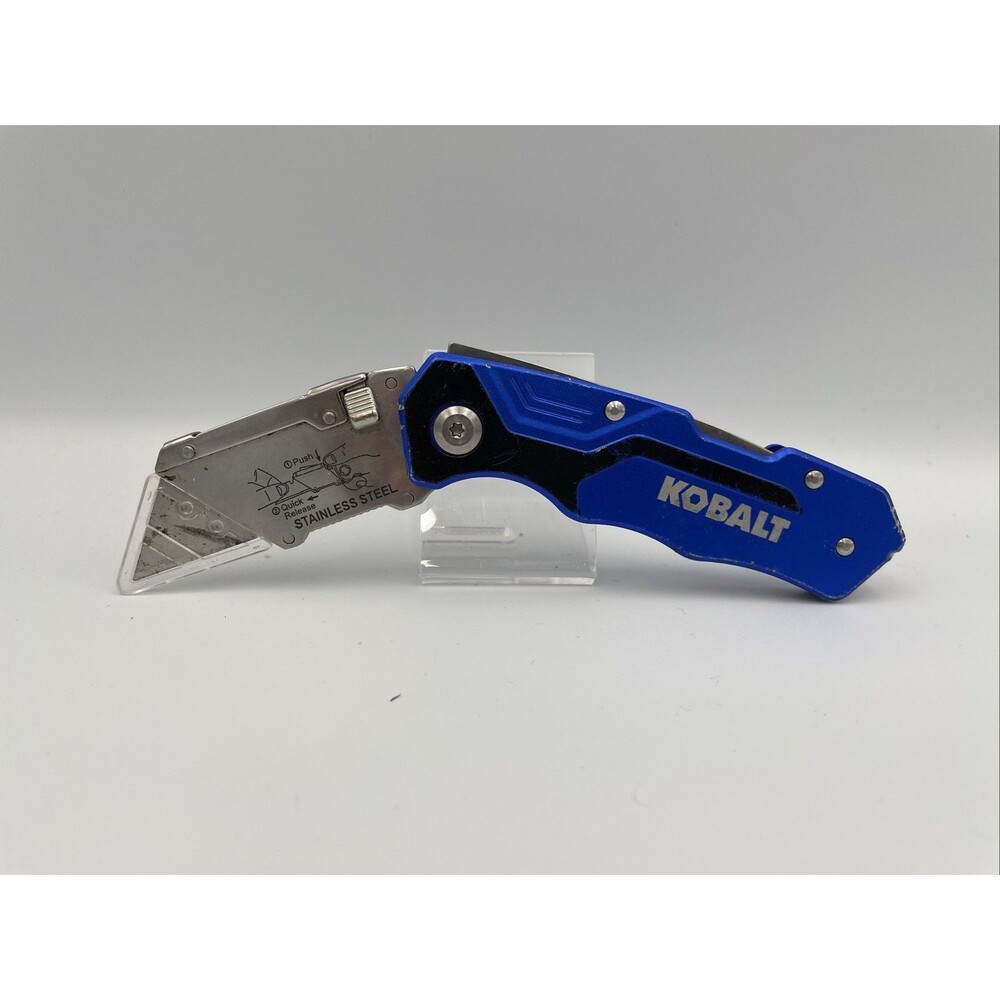 KOBALT Quick Change Folding Lockback Utility Knife - Box Cutter w/ Extra Blades